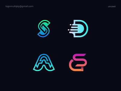 Alphabet letters logo - S, D, A, GS a ai alphabet blockchain brand identity branding d futuristic g gradient gs icon letter logo logo logomultiply outline s saas sg technology