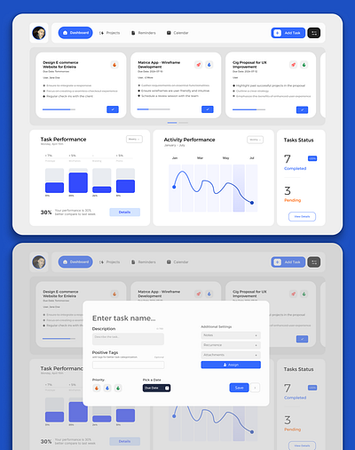 Task Manager UI UX Design 3d 3d design animation branding color dashboard design desktop development graphic design logo mobile motion graphics photography typography ui uiux design user research ux vector web