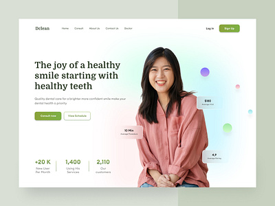 Dental Clinic website - Header clean clinic dental dental web doctor header home page landing page medical modrn simple smile user interface web website