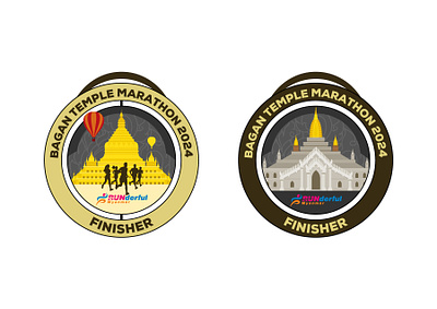 Bagan Temple Marathon 2024 Medal 2024 bagan finishermedal illustration illustrator marathon medal race vector