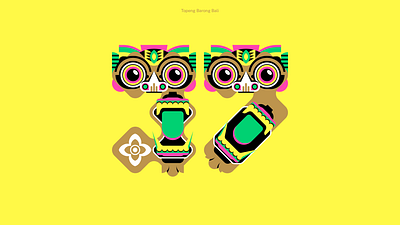 Barong Bali Mask advertising bali barong cmyk culture digital eye geometry gold illustration indonesia mask minimal number print riso studio symbol vector yellow