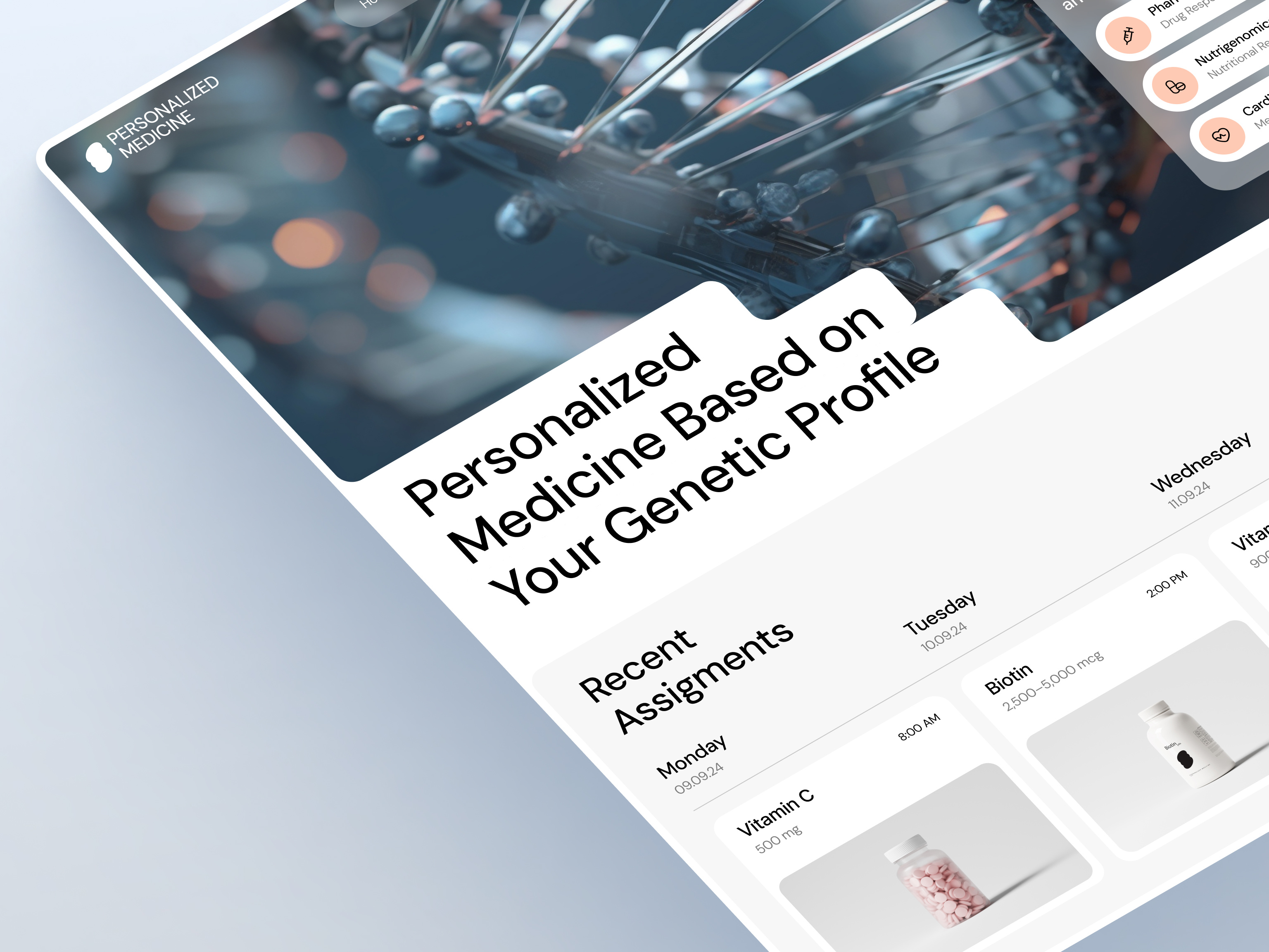 Example of Personalized medicine - web design for a medical startup