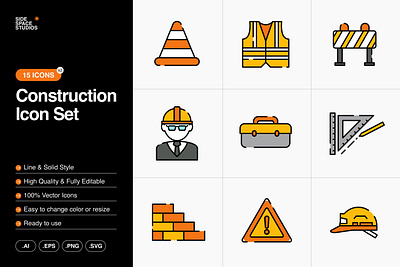 Construction Icon Set architecture construction design equipment