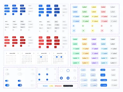 Biru Design System | UI Kit | Components badge buttons calendar cards chips components dashboard design library design system file management fintech modal style guide table toggle ui kit