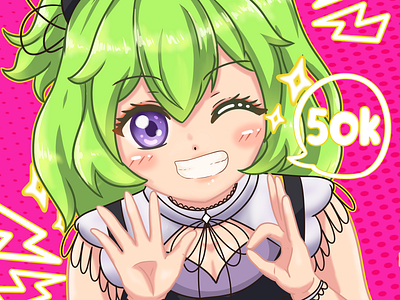 fanart vgenie reach 50k followers anime chibi twitch emotes commission design emotes emotes for twitch fanart followers illustration lol lol emotes overlays stinger streamer streaming twitch twitch emotes ui vgen