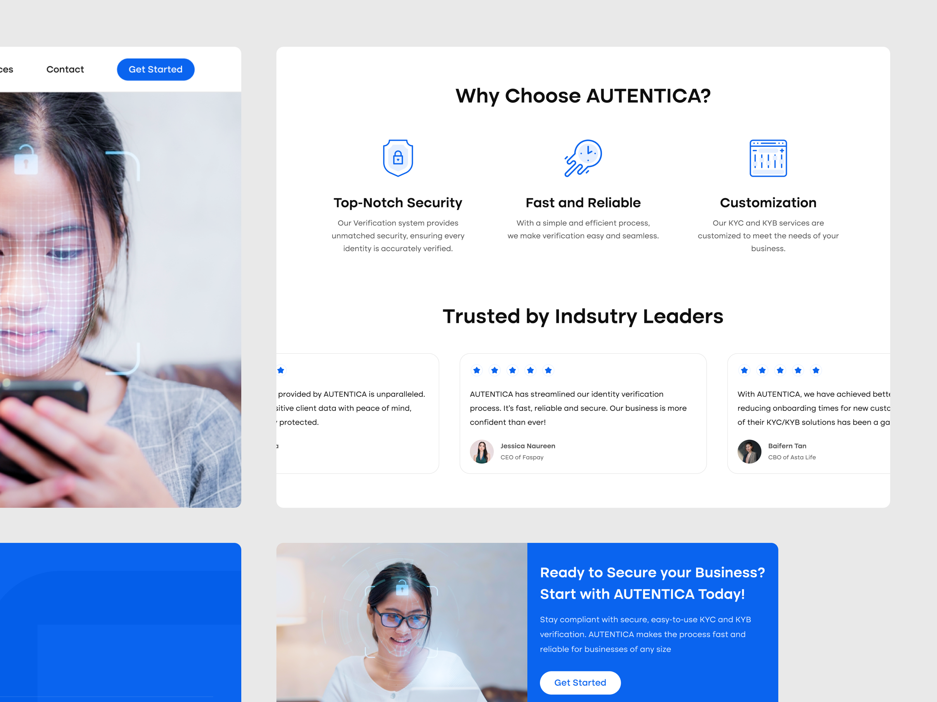 Example of Autentica - Landing Page