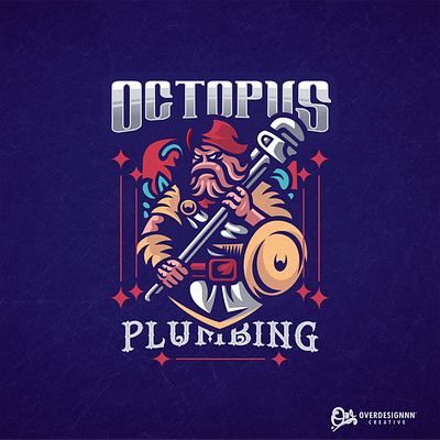 octopus plumbing branding design graphic design identity illustration logo mark octopus plumbing plumber plumbing tshirt vector