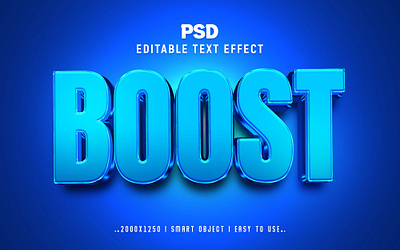 Boost'' 3D Editable PSD Text Effect Style 3d text blue text boost 3d text effect boost effect effect new effect photoshop text effect psd text effect style