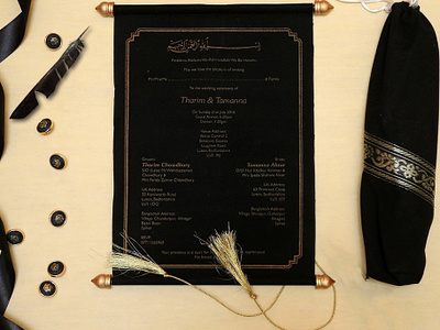 Black Velvet Wedding Card scroll invitations kit