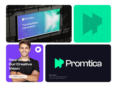 Promtica Visual Identity abstract logo advertisement announcement brand brand identity branding campaign creative design designer gradient logo icon identity logo logo design modern logo promotion visual identity