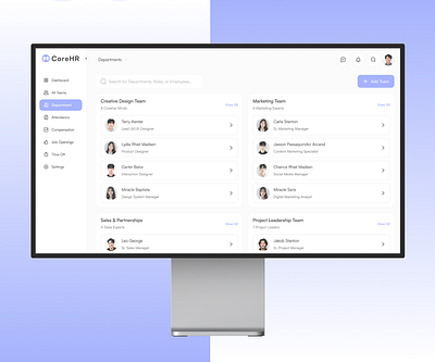 CoreHR - Departments cleandesign dashboard hr hrmanagement simple design uidesign