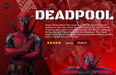 Deadpool UI Design animation branding figma graphic design logo movie poster ui uiux