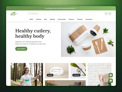 Eco Friendly Store Responsive Website app branding community design ecommerce figma free furniture green healthy marketing mobile responsive shop store ui web design web store website website page