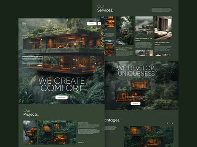 Web Design. Architecture Company agency appartments architecture design development forest green home page hotel interior landing loft nature studio tropic ui ux web website wood