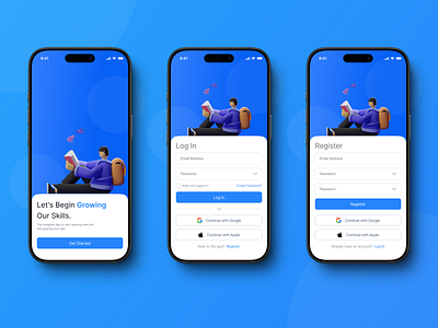 Login & Register Screens app design form illustration login login form mobile register register form ui ui design ux ux design