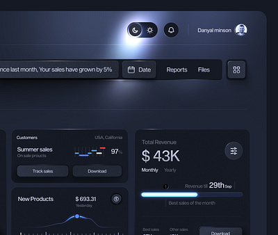 Sales Analytics Dashboard admin analytics b2b charts crm crypto dashboard dark dashboard gradient layout saas sales sales analytics salesforce software startup ui ux user interface web app web design