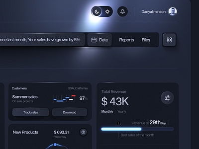 Sales Analytics Dashboard admin analytics b2b charts crm crypto dashboard dark dashboard gradient layout saas sales sales analytics salesforce software startup ui ux user interface web app web design