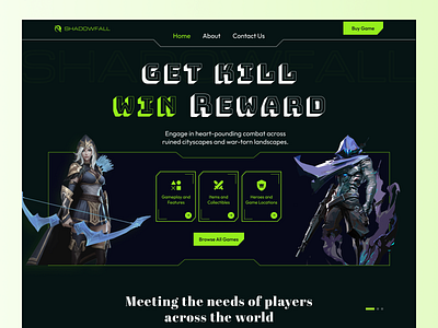 Gaming Landing Page 3d gaming geming website trendy ui design uiux user experience