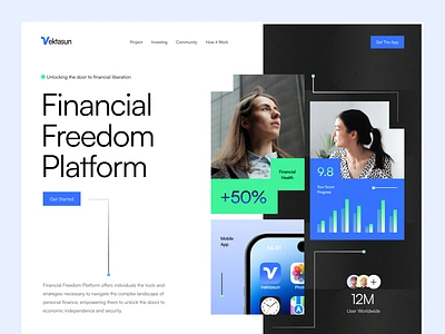 Vektasun Web Design design financial landing page minimalist ui web