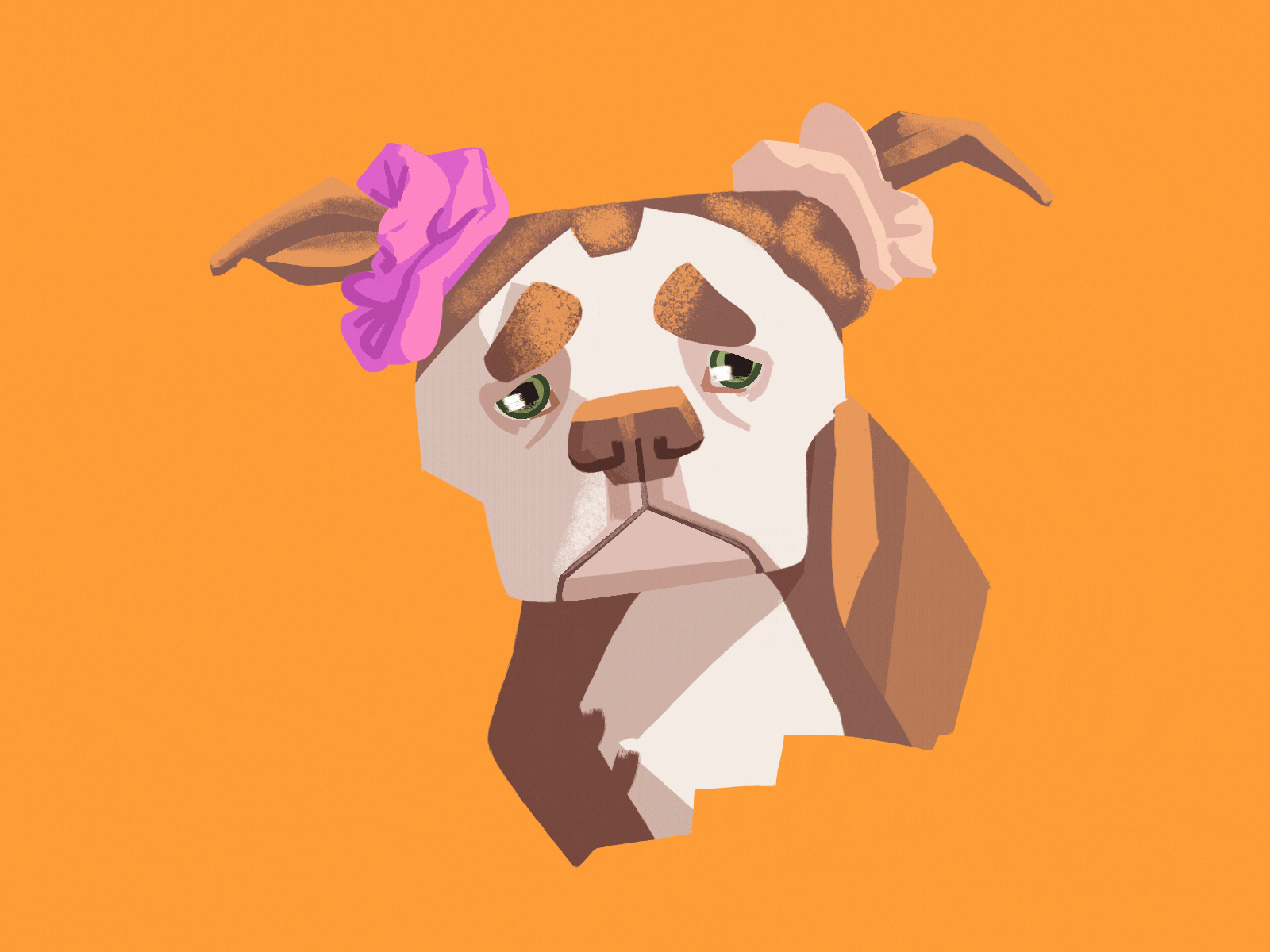 American bulldog 2d animation brown canine crying cute disappointed dog emotions heartbreaking look hound wearing scrunchies illustration meme moho motion graphics new hairstyle pet plea pooch sad scrunchies on ears