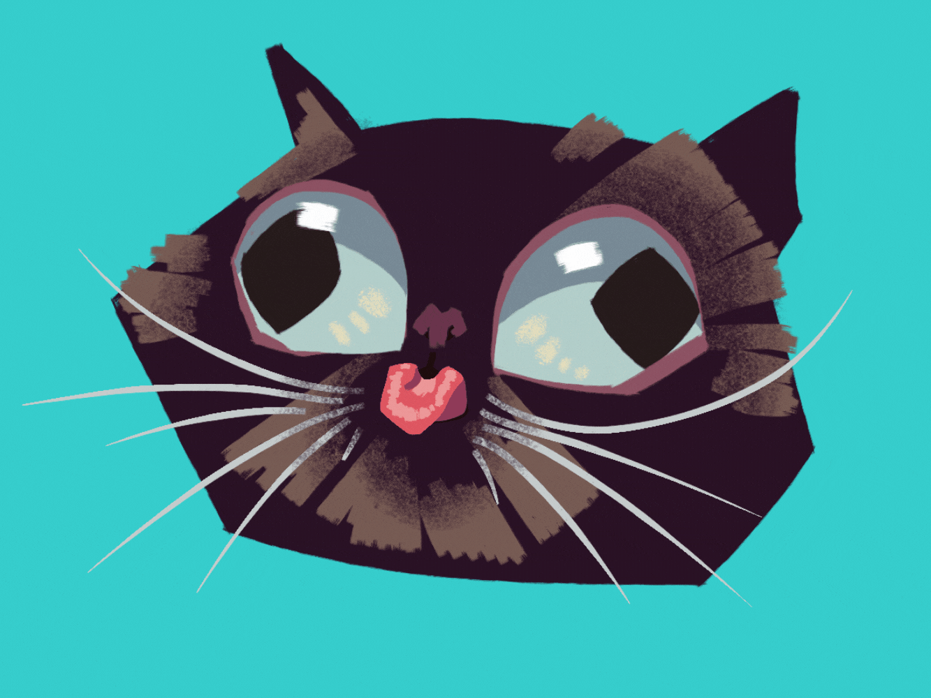 Silly cat showing the tounge 2d animation black cat cat face emotions face expression funny head of cat illustration kitty meme moho motion graphics pet pussycat showing tongue silly cat sticker stupid wonky eyes