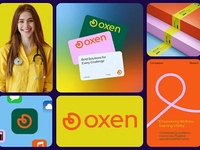 OXEN Health Logo Branding brandguidelines branding clinic doctor healthcare hospital medical logo medicine oxen logo startup visualidentity wellness