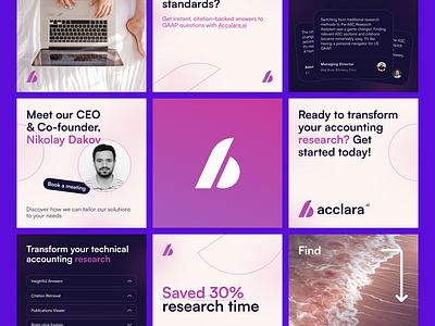 Acclara.ai Socials acclara ai brandidentity branding design logo logomark onlogo purple social cover social media design social post socials ui visual identity