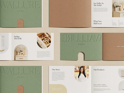 Booklet Design - Wallure Home booket brand identity branding brochure colorplan decor design elegant furniture home homeware interior design luxury print storage sustainable