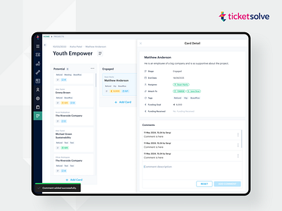 Ticketsolve - Easy Edit comment disabled edit field in line inline input input field interactive notification save section sheet side side sheet snack snackbar tag toast toast notification