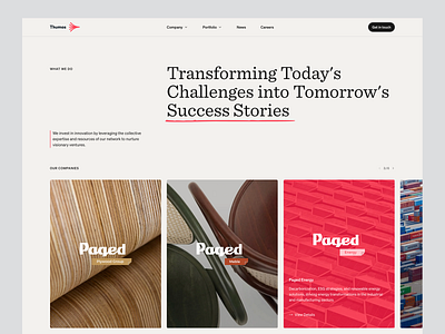 Thumos — What We Do cards company cta design desktop grid header investment layout navbar portfolio product design slider tiles ui ux venture capital web website what we do