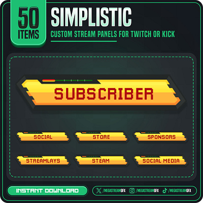 Gaming Stream Panels | 50x Retro Panels set | Retro panel vintage panel vibes