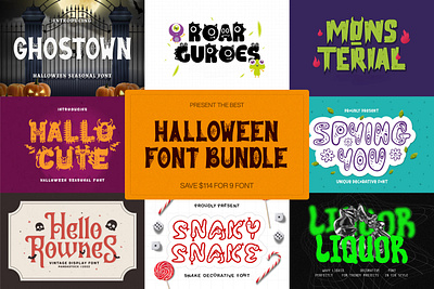 Spooky Halloween Font Bundle scary font typography