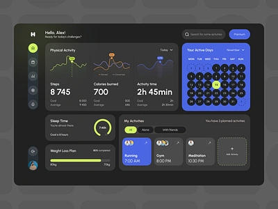 Activity Planner – Desktop App Concept activity application concept dashboard gym product design responsive design sport training ui uiux ux website