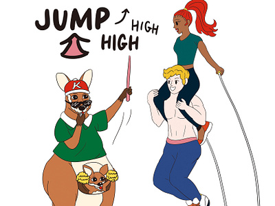 Jump high high Illustration animal artwork character drawing excercise graphic design illustration jimping jump kangaroo korean practice sports