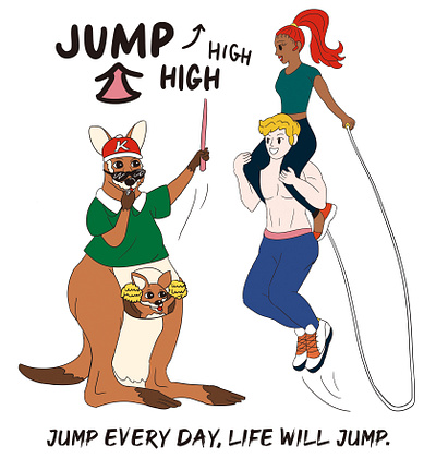 Jump high high Illustration animal artwork character drawing excercise graphic design illustration jimping jump kangaroo korean practice sports