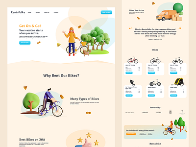 Rentalbike - Landing Page Design 🚲 branding design exploration graphic design landingpage rentalbike ui wvelabs