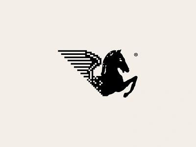 Pegasus logo animal branding cosmodrome art creative design dev graphic design horse illustration logo logofolio malina cosmica modern pegasus pixel portfolio sale unicorn vector wing