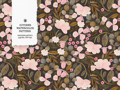 October Watercolor Pattern fabrics flowers seamless pattern watercolor