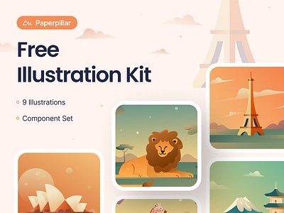 Free Illustrations Kit by Paperpillar animal city clean color community design download figma freebies gradient illustration illustrations illustrations kit ornaments ui ux vibrant