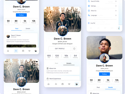 Social application profile and settings design app settings application creative design interface design mi minimal mobile app mobile ui settings settings app social app social app profile social application ui user experience user interface design user profile