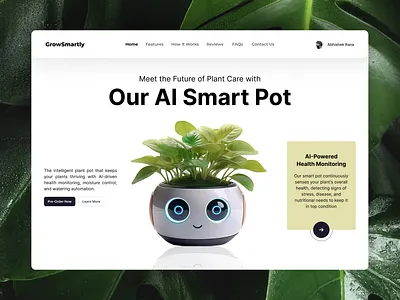 AI Smart Pot - Landing Page ai ai design ai inspiration plant web pot smart pot ui user interface web design