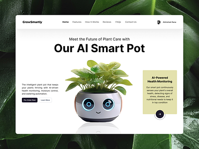 AI Smart Pot - Landing Page ai ai design ai inspiration plant web pot smart pot ui user interface web design