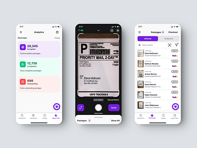 Receive App Design (PackageX Cloud) app design label scan logistics scan ui ui design