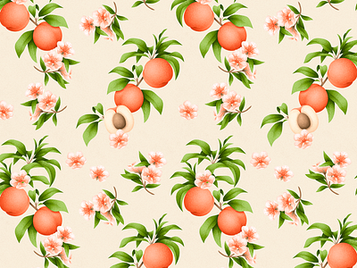 Peach pattern design flower fruit grain texture grit illustration pattern peach plant texture vector