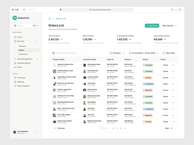 Orders Management - E-commerce Admin Dashboard admin admin panel app apps business clean ui crm dashboard design ecomerce kazi mahbub minimal order order management order ui orders product saas ux web