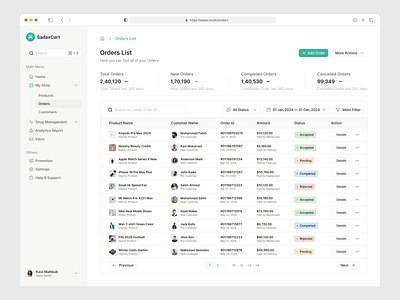 Orders Management - E-commerce Admin Dashboard admin admin panel app apps business clean ui crm dashboard design ecomerce kazi mahbub minimal order order management order ui orders product saas ux web