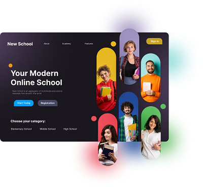 Online School UI Website Design 3d animation branding graphic design ui