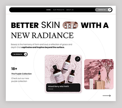 Skin care brand header graphic design header ui ux