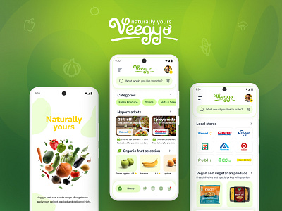 Veegyo - Vegetarian and vegan products delivery app design graphic design logo logos ui