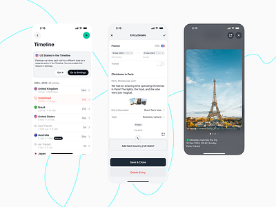 Timeline app ios list travel ui